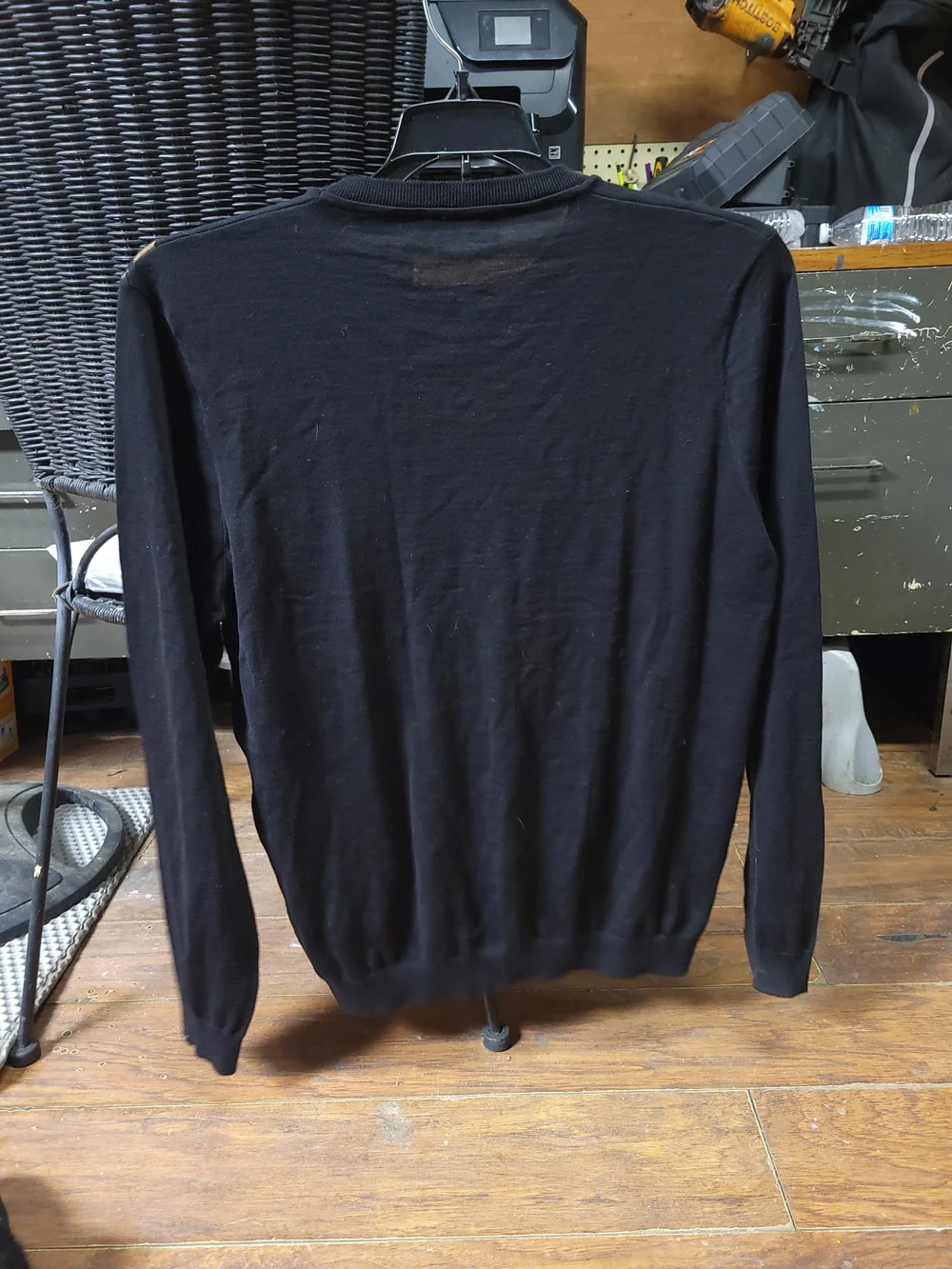 Fendi Black Crewneck Sweater with Brown Diagonal FF Band